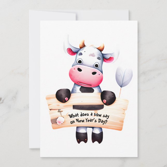 Personlig #1 Pappa Joke Funny Cow New Year's Card Inbjudningar (Framsida)