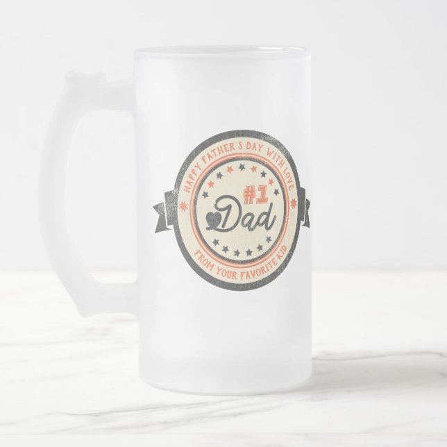 Personlig #1 PAPPA Vintage etikett Frostat Ölglas (Vänster)