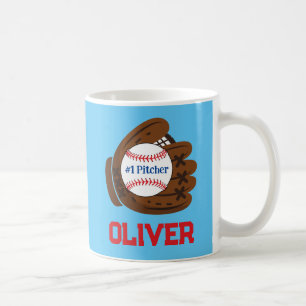 Personlig #1 Pitcher Boy's Baseball Kaffemugg
