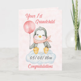 Personlig 1st Grandchild baby Penguin Kort