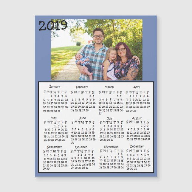 Personlig 2019 Family Photo Magnet Calendars (Framsida)