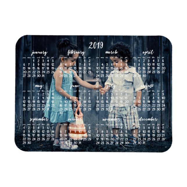 Personlig 2019 Magnetisk kalender 3x4 Magnet (Horisontell)