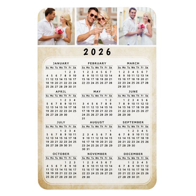 Personlig 2019 Photo Magnet Kalender 4x6 (Vertikal)