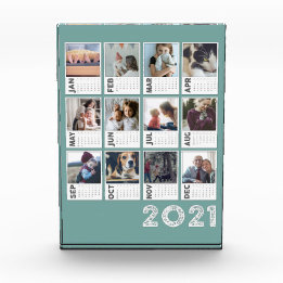 Personlig 2021 Calendar Photo Collage Block