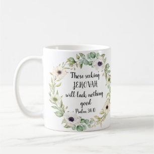 Personlig 2022 JW-årstext Psalm 34:10 Kaffemugg