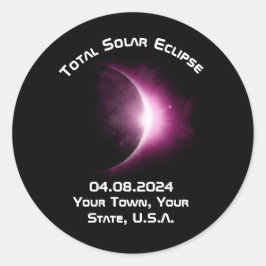Personlig 2024 Solar Eclipse Pin Back Souvenir Runt Klistermärke