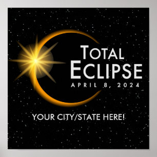 Personlig 2024 Solar Eclipse Souvenir Memento Poster