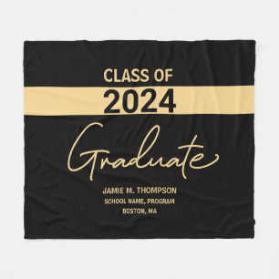 Personlig 2024 Svarta Guld Studenten Fleecefilt