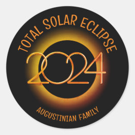Personlig 2024 TOTAL SOLAR ECLIPSE-familj Runt Klistermärke