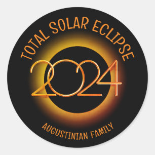 Personlig 2024 TOTAL SOLAR ECLIPSE-familj Runt Klistermärke