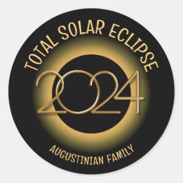 Personlig 2024 TOTAL SOLAR ECLIPSE-familj Runt Klistermärke