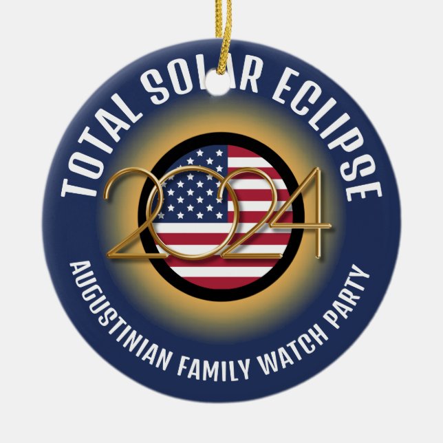 Personlig 2024 TOTAL SOLAR ECLIPSE USA Julgransprydnad Keramik (Framsidan)
