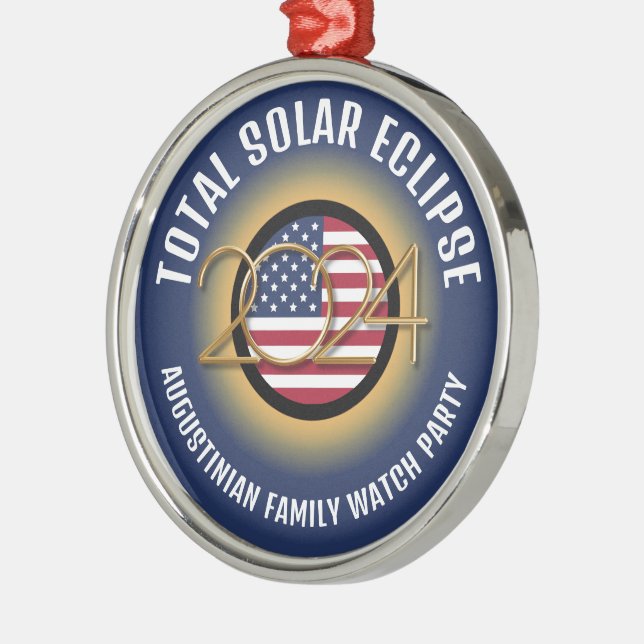 Personlig 2024 TOTAL SOLAR ECLIPSE USA Julgransprydnad Metall (Vänster)