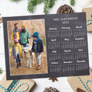 Personlig 2026: Fotokalender för Rustic Chalkboard Helg Vykort