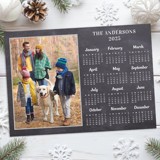 Personlig 2026: Fotokalender för Rustic-familjen Julkort (Skapare uppladdad)