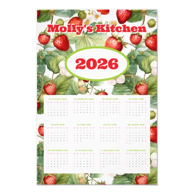 Personlig 2026 Jordgubbarskalender Fototryck (Framsidan)