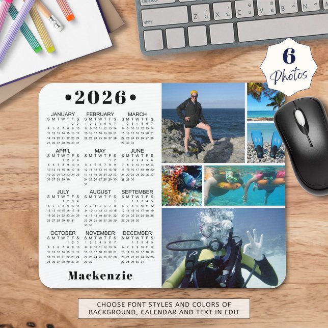 Personlig 2026 Kalender 6 Foto Anpassningsbar Färg Musmatta (Skapare uppladdad)