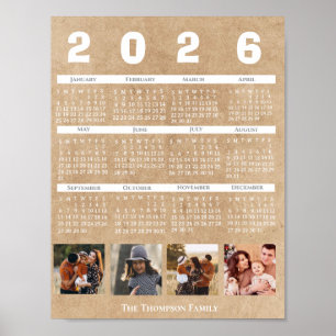 Personlig 2026-kalender familjefoto collage poster