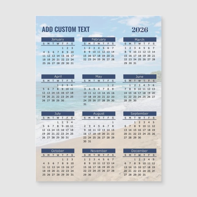 Personlig 2026 strandkalender – Tropisk ocean  (Framsida)
