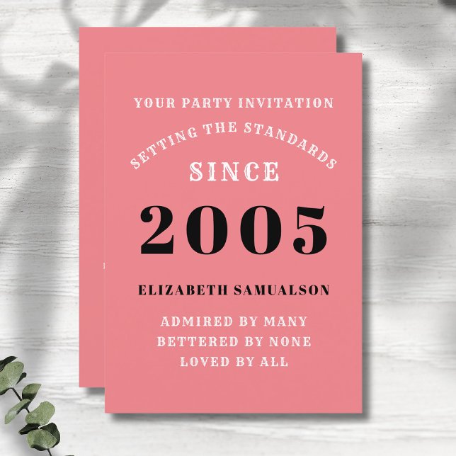 Personlig 20:e födelsedag Lägg till Rosan Namn Inbjudningar (Personalized pink 20th birthday party invitations)