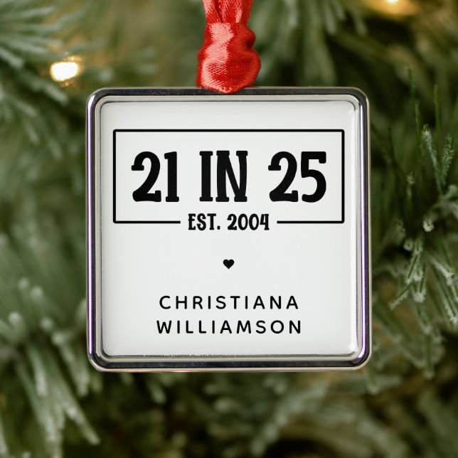 Personlig 21:a födelsedag 21 IN 25 st 2004 Julgransprydnad Metall (Träd)