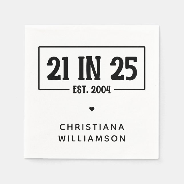 Personlig 21:a födelsedag 21 IN 25 st 2004 Pappersservett (Framsidan)
