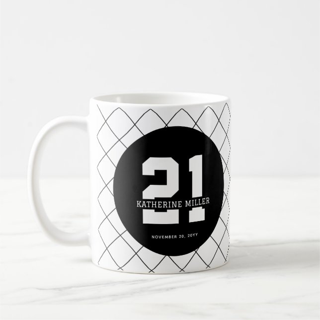 Personlig 21:a födelsedag Modern och Elegant Kaffemugg (Vänster)