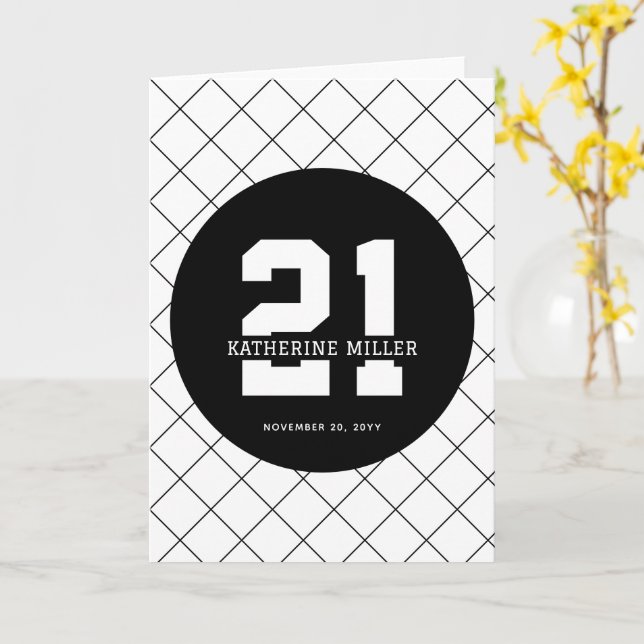 Personlig 21:a födelsedag Modern och Elegant Kort (Gul blomma)