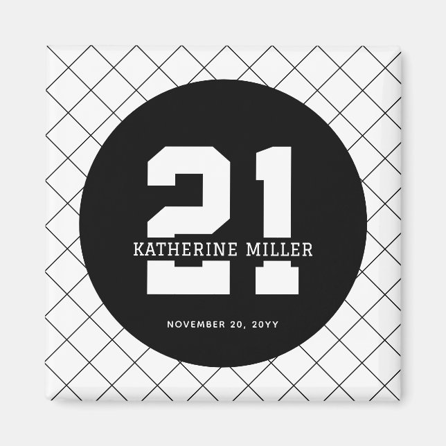 Personlig 21:a födelsedag Modern och Elegant Magnet (Framsidan)