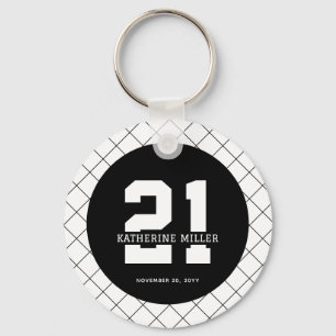 Personlig 21:a födelsedag Modern och Elegant Nyckelring