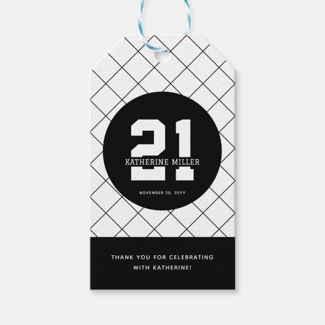 Personlig 21:a födelsedag Modern och Elegant Presentetikett (Framsidan)