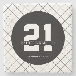 Personlig 21:a födelsedag Modern och Elegant Stenunderlägg