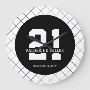 Personlig 21:a födelsedag Modern och Elegant Stor Klocka
