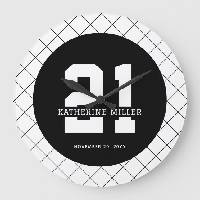 Personlig 21:a födelsedag Modern och Elegant Stor Klocka (Framsida)