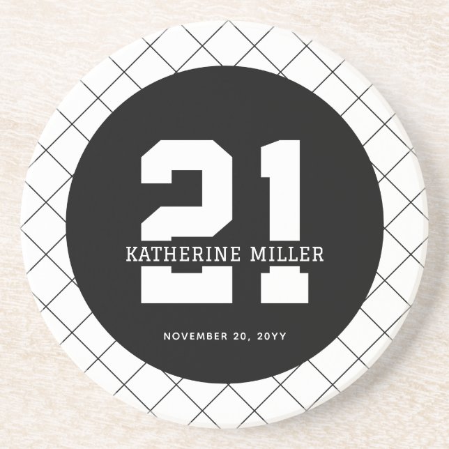 Personlig 21:a födelsedag Modern och Elegant Underlägg (Framsidan)