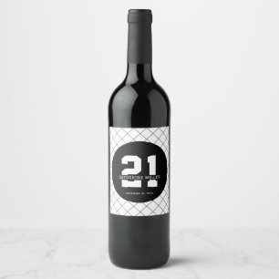 Personlig 21:a födelsedag Modern och Elegant Vinflaska Etikett