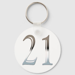 Personlig 21:a födelsedagen Silver nummer 21 Nyckelring