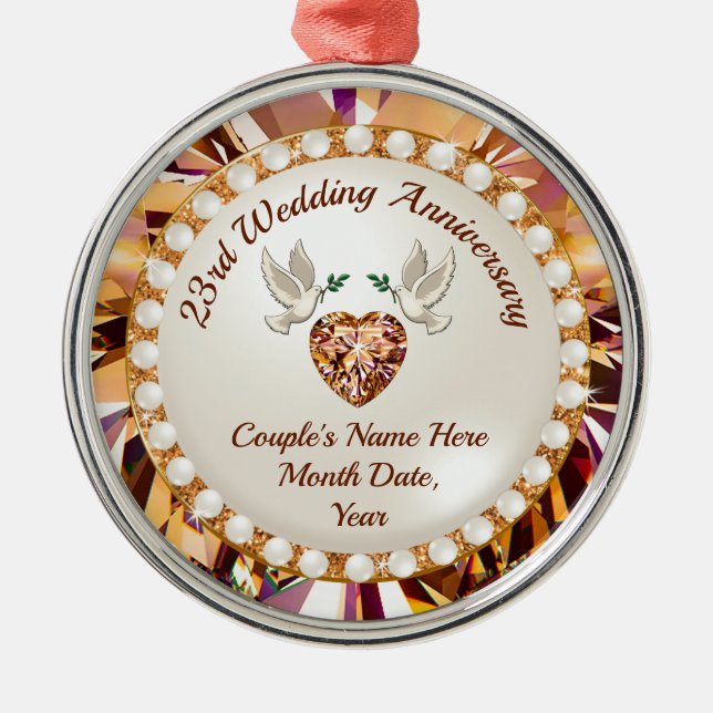 Personlig, 23-årsdagen Bröllop Julgransprydnad Metall (Framsidan)