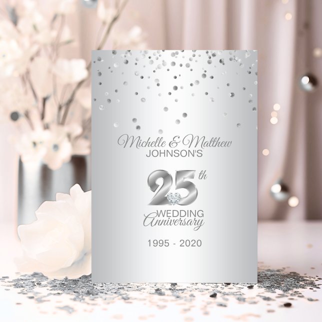 Personlig 25-års silverbröllopsdag inbjudningar (Personalized 25th Silver Wedding Anniversary Invitation)