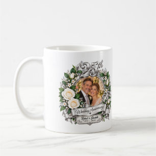 Personlig 25-års silverbröllopsfoto kaffemugg