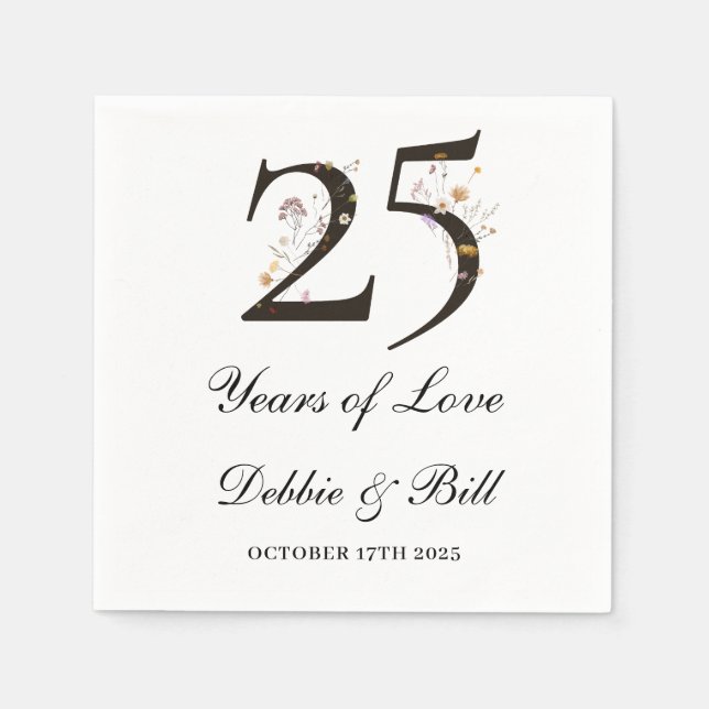 Personlig 25-årsdagen för Party-cocktail Pappersservett (Framsidan)