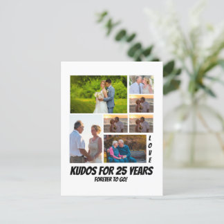 Personlig 25-årsjubileum 7-bildskollage vykort