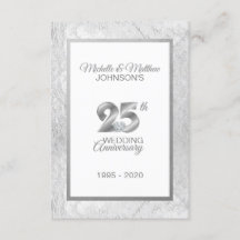 Personlig 25:e årsdagen Silver Bröllop
