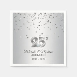 Personlig 25:e årsdagen Silver Bröllop Pappersservett