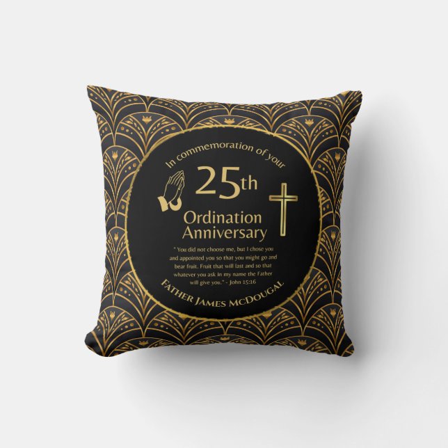 Personlig 25:e pris för Ordination-årsdag Kudde (Framsida)