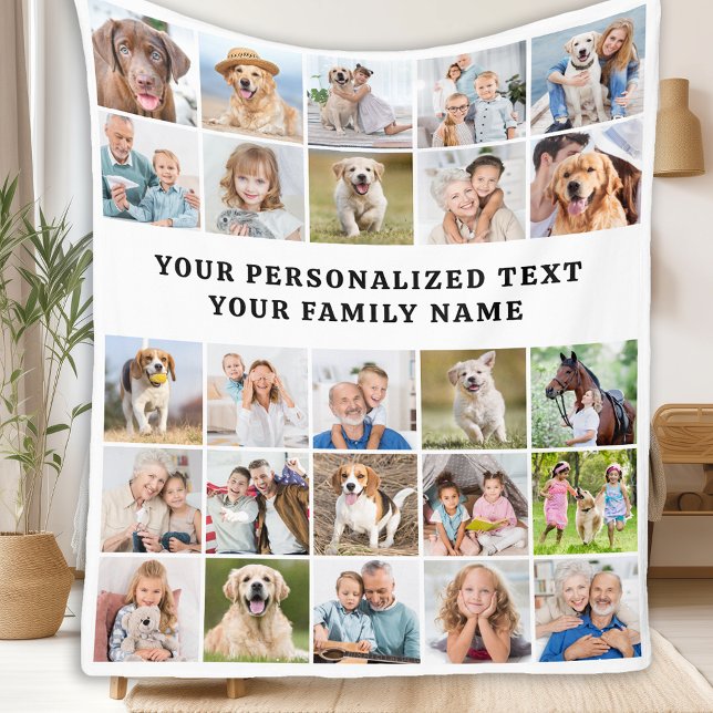 Personlig 25 Photos Collage Modern Family Fleecefilt (Skapare uppladdad)