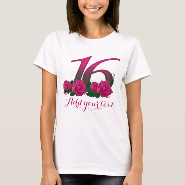 Personlig 26:e anpassade 16-mallen tee shirt (Framsida)