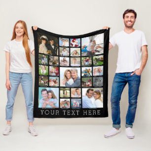 Personlig 27 Fotokollage-bildtexter i Färg Fleecefilt