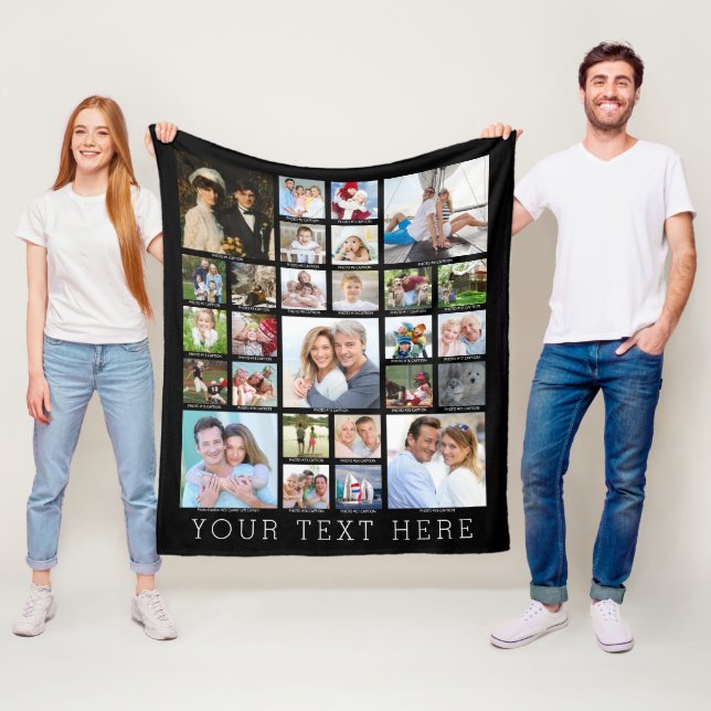 Personlig 27 Fotokollage-bildtexter i Färg Fleecefilt (På plats)