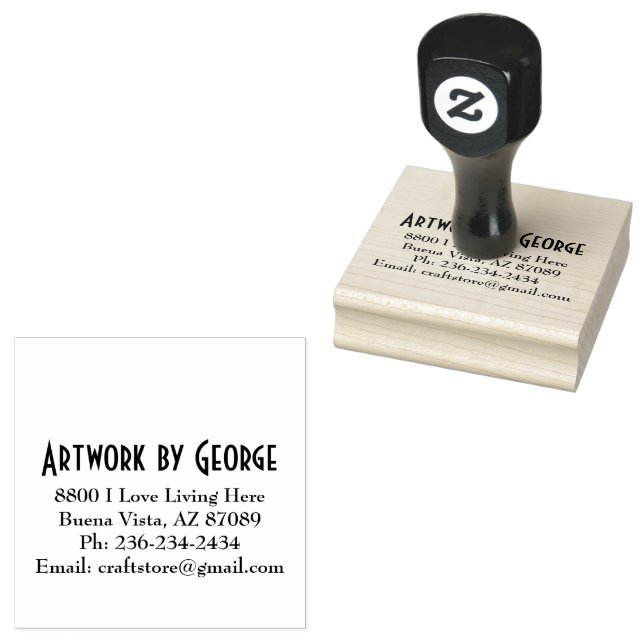 Personlig 2,5 x 2,5 trästämpel stämpel (Stämplad)